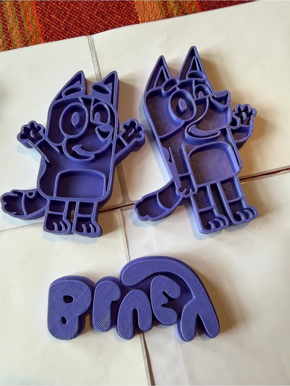3D Printed Bluey Cookie Cutter Set Bingo Logo Tag Handmade 3pc Baking